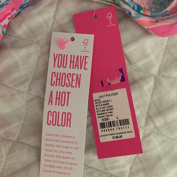 NWT Lilly Pulitzer Barbie Core Billie Maxi Dress Size Large in Prosecco Pink - Picture 8 of 10
